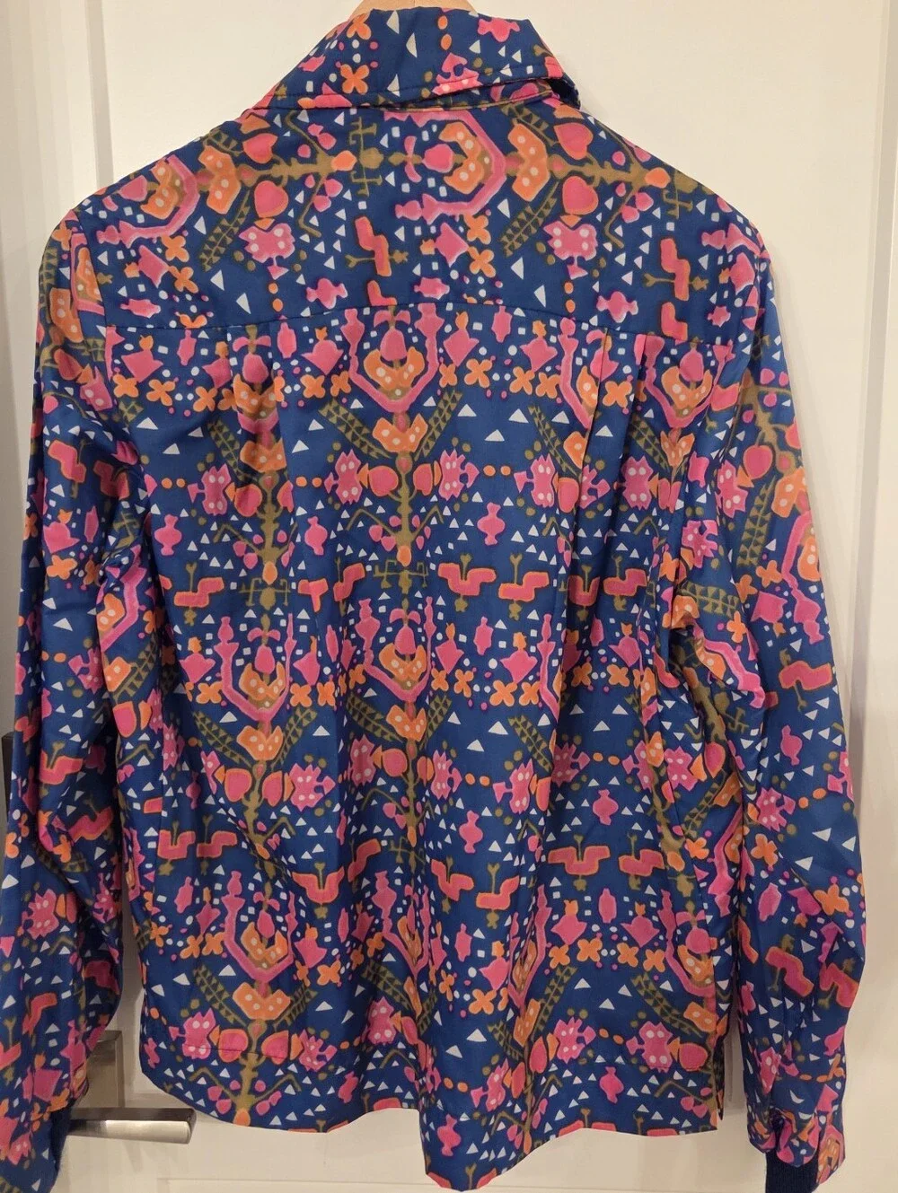 Vintage 70s Kober Knit New York Mod Psychedelic Zip Jacket Women's 18